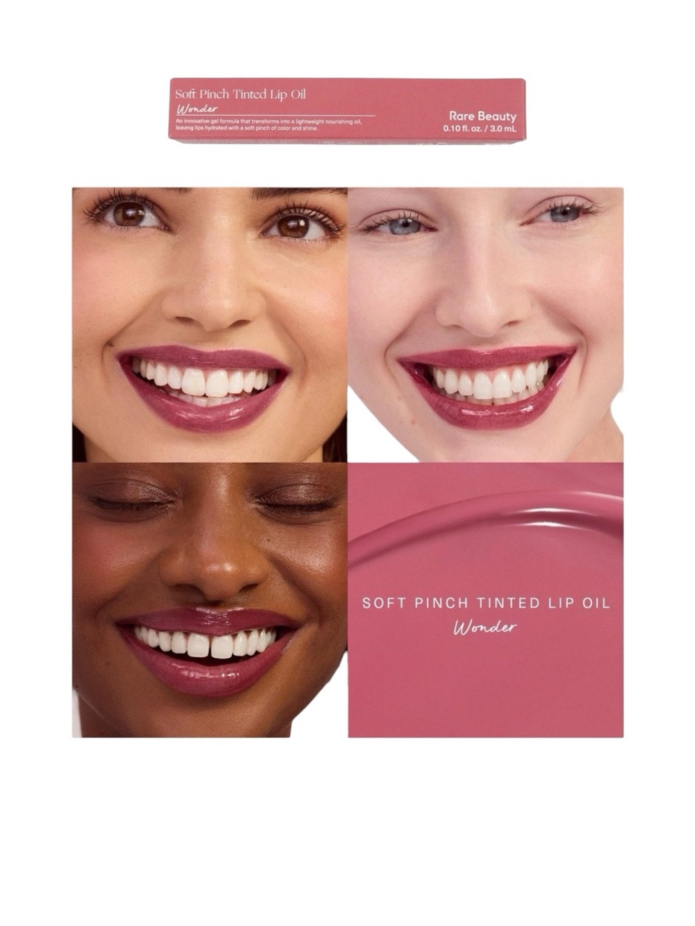 Rare Beauty Soft Pinch Tinted Lip Oil Wonder Rose Mauve 3ml NWT Clean Girl
